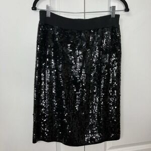 Vintage Nancy Johnson Pencil Skirt Black Sequin Sparkling‎ Glam Party Date Night
